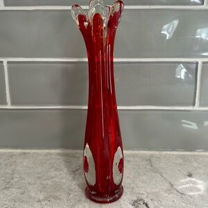 MCM Red Swung Vase 9 inches